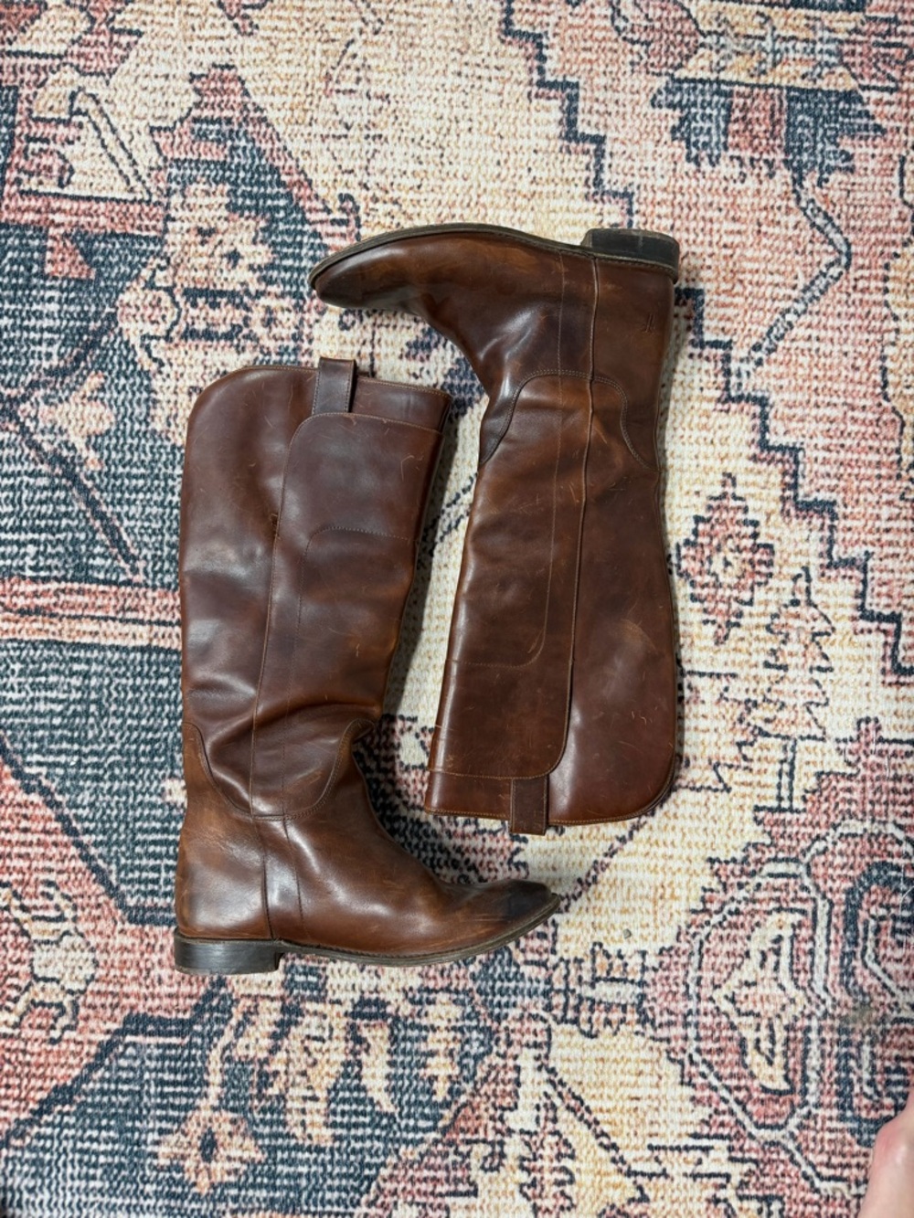 Frye Paige Leather Tall Riding Boots - Cognac - Picture 3 of 14